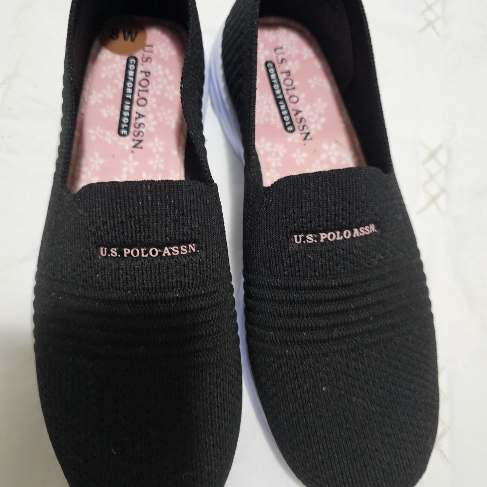 U.S. Polo Assn. Black Slip-On Sneakers with Elastic Design Size 8W